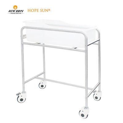 HS5181A Stainless Steel Infant New Born Baby Crib Bed with Transparent Basin