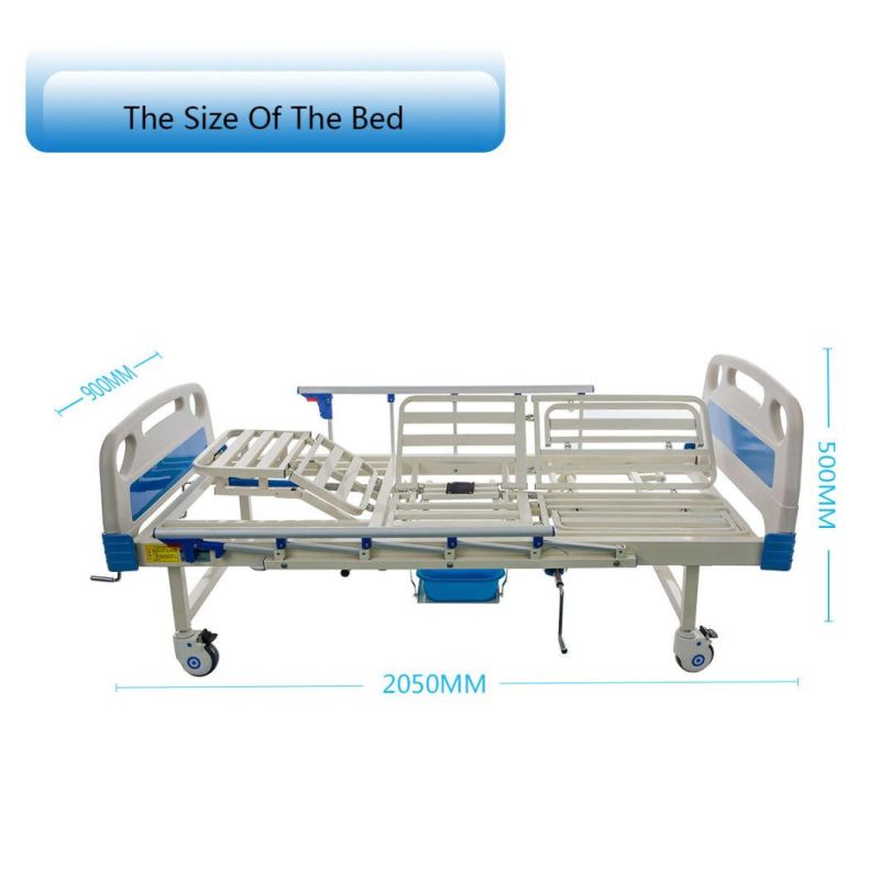 Luxury Adjustable Manual ICU Nursing Hospital Bed with Casters