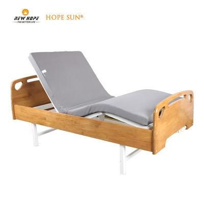 HS5002m 2 Crank Manual Wooden Homecare Rehabilitation Nursing Bed with Mattress