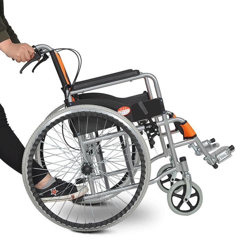 Hospital Lightweight Folding Metal Manual Wheelchair for Elderly