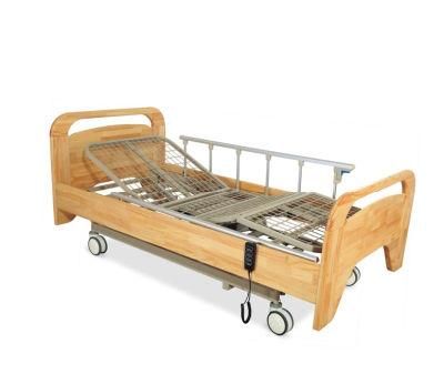 Linak Actuator System Wooden Steel Hospital Bed for Home Use