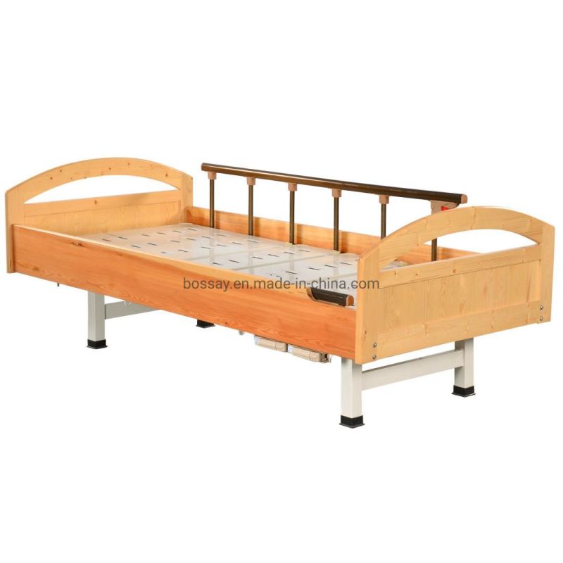Wood Homecare Mobility Hospital Medical Nursing Bed with One Crank