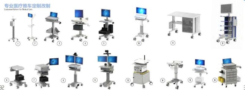 Hospital Furniture Multi Purpose Computer HD Video Workstation Cart with Intel E3 1231 V3 CPU