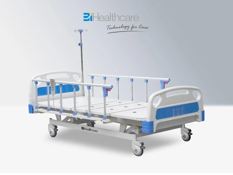 Three-Function Medical Bed with Aluminum Alloy Guardrail for Hospital