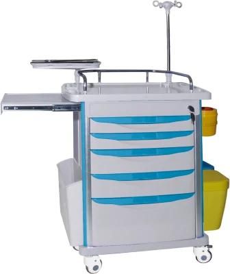 Mn-Ec001 CE&ISO ABS Medication Trolley Hospital Nursing Instrument Emergency Trolley