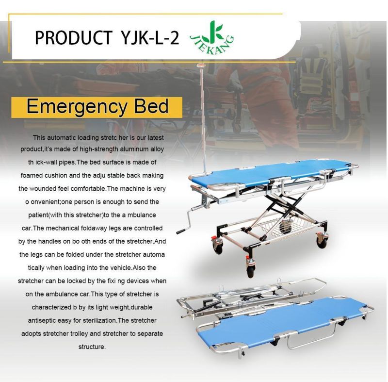 Hospital Patient Transport Trolley Folding Emergency Ambulance Stretcher Bed for Sale