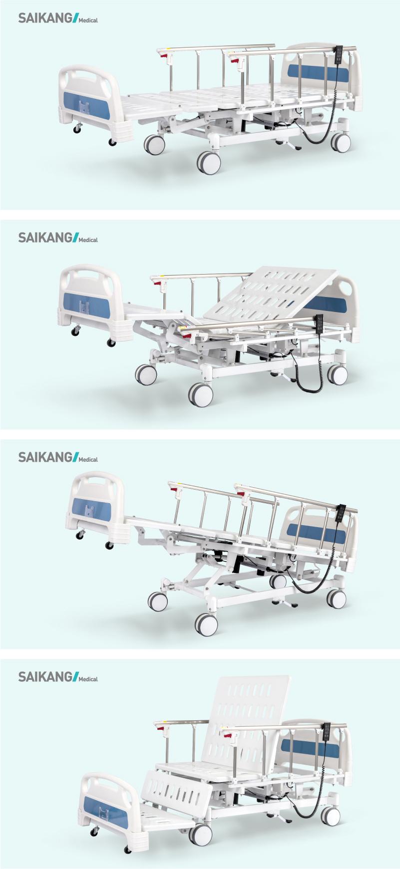 Sk005-2 Three Function Electric Medical Bed with Handrails for Elderly