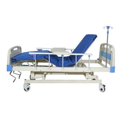 Medical Patient Bed Three Manual Crank Hospital Bed with Central Control Brake