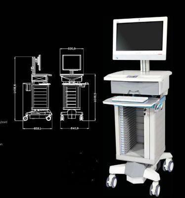 Hospital Mobile Computer Workstation Cart Medical ABS Dossier All-in-One PC Workstation Mobile Computer Cart