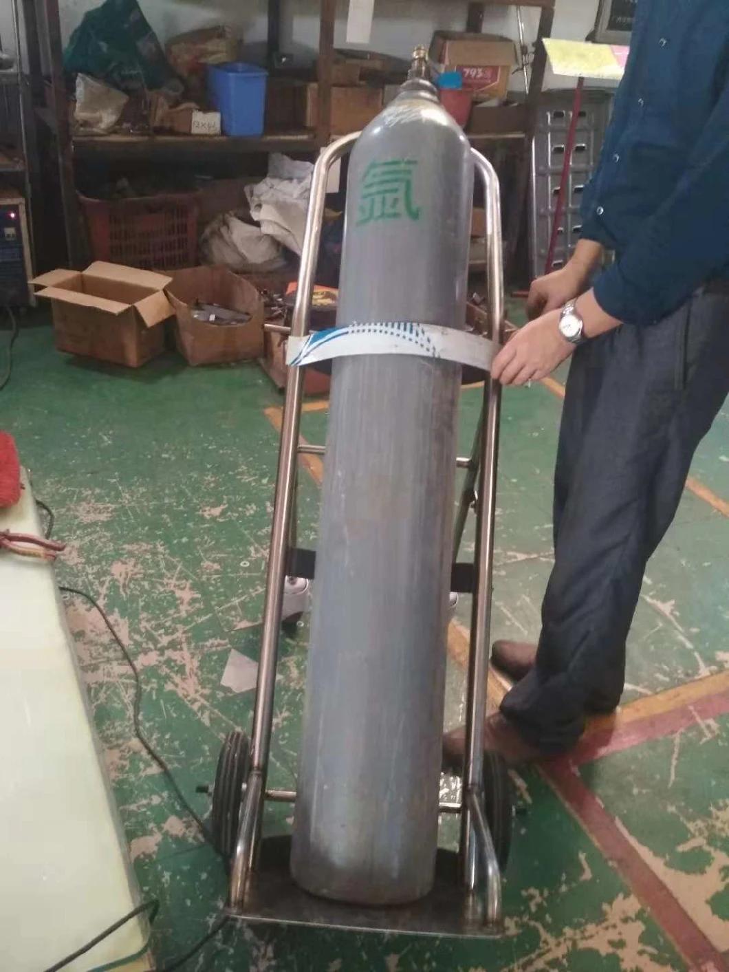 Stainless Steel Oxygen Tank Trolley for Gas Cylinder Hospital Furniture (SLV-E4007)