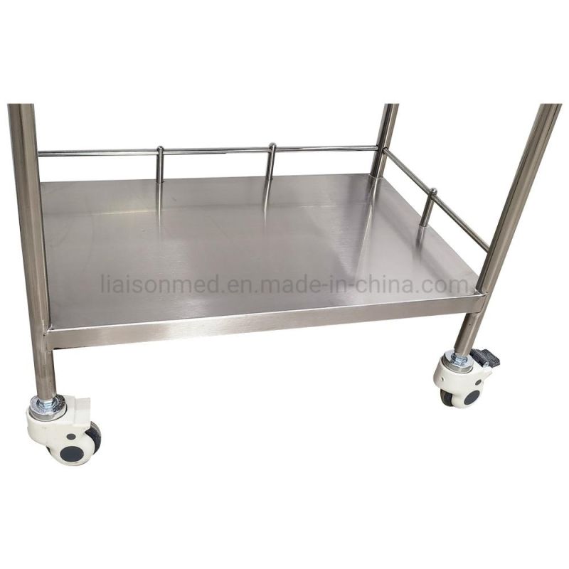 Mn-SUS019A Medical Treatment Tablet Cart Trolley 3-Tier Utility Trolley with Locking Casters for Hospital Clinics