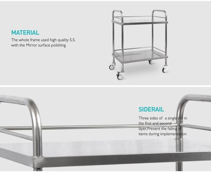 Widely Used Superior Quality Popular Stainless Steel Instrument Treatment Trolley