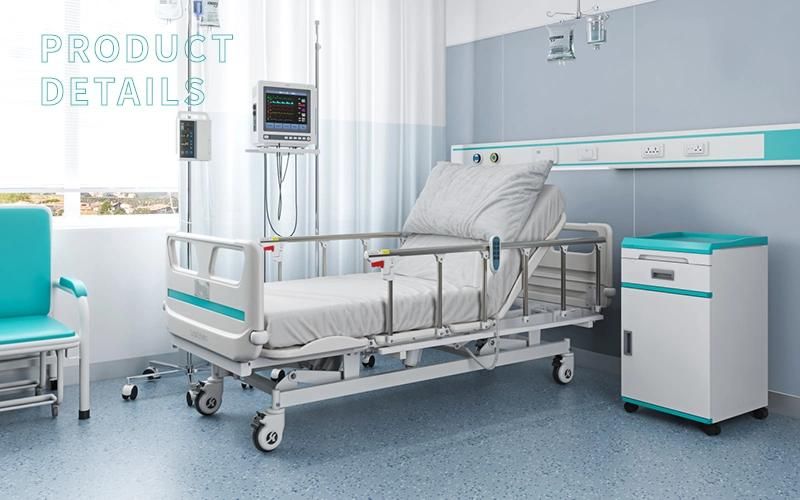 V6K5c Saikang Aluminum Siderails 3 Function Foldable Electric Hospital Clinic Patient Medical Bed with Wheels