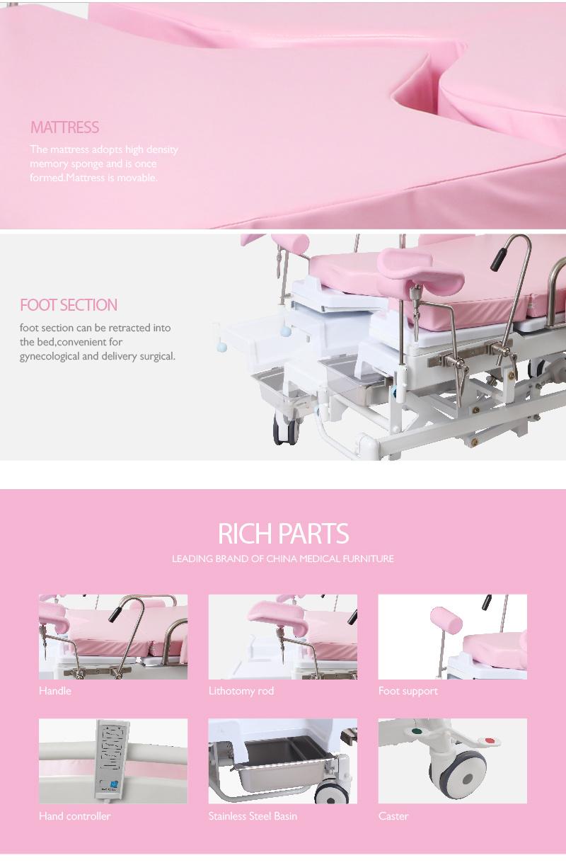 A98-3 Saikang Wholesale Movable Multifunction Foldable Gynecology Operating Delivery Hospital Bed with Wheels