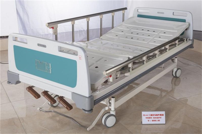 Hospital Equipment Factory ABS Manual Double Shake Nursing Patient Bed