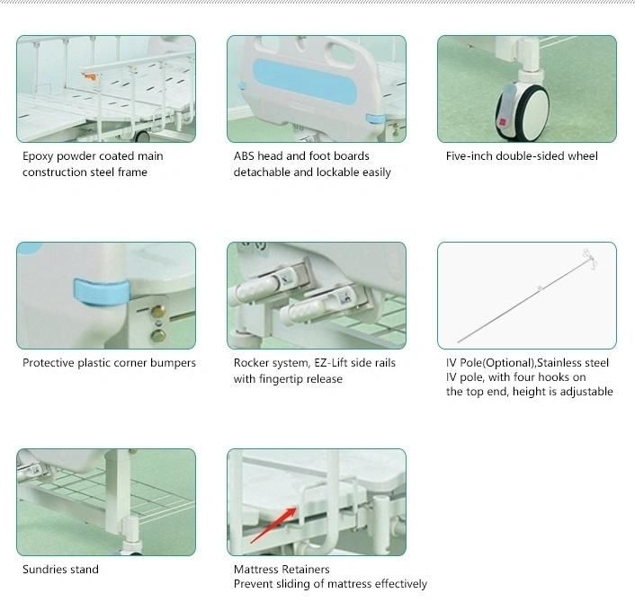Independent Motors Superior Cold-Rolled Steel Three-Function Electric Nursing ICU Patient Bed Hospital Equipment