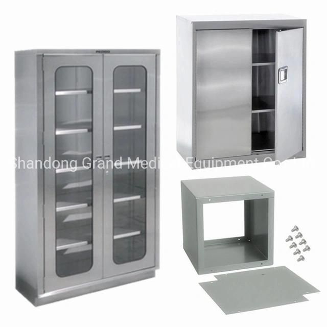 Multilayer Cupboard Stainless Steel with Wheels and Galss Window Hot Sale