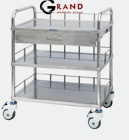 Surgical Instrument Stainless Steel Medicative Cart Transfer Drug Nursing Dressing Trolley