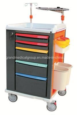 Wholesale High Quality Grand Factory Made Hospital ABS Medical Emergency Trolley 4 Wheels Cart Medical Equipment Manufacturer Price