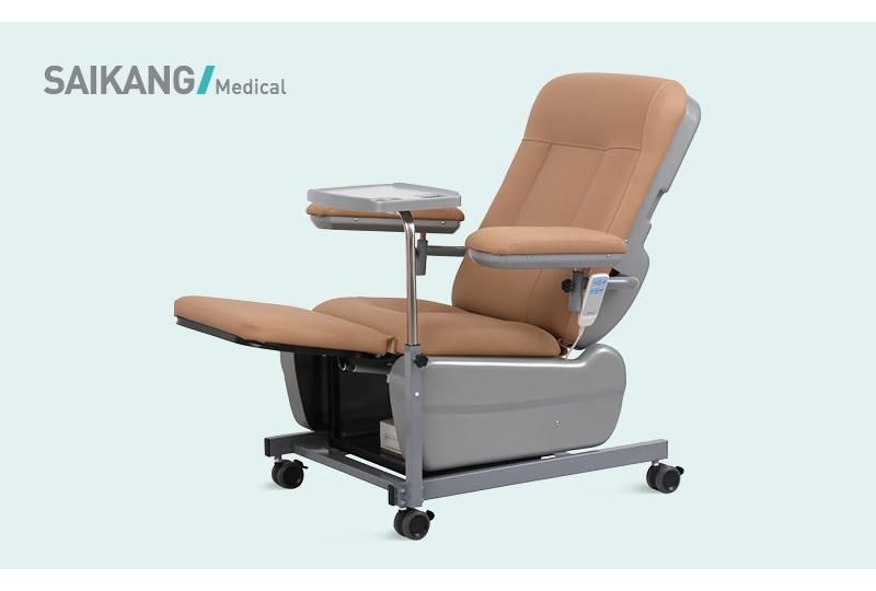 Ske-132 Saikang Economic 2 Function Electric Adjustable Patient Transfusion Reclining Dialysis Chair with Wheels