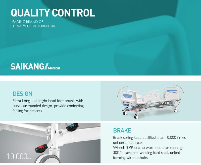 B3c Medical ABS Manual Patient Bed with Siderails