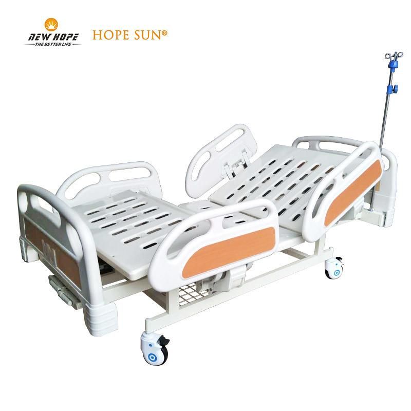 HS5152 Two 2 Cranks Functions Folding Manual Hospital Bed with Oddment Shelf