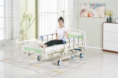 Multi-Function Steel 3 Cranks Manual Hospital Care Bed for Patient