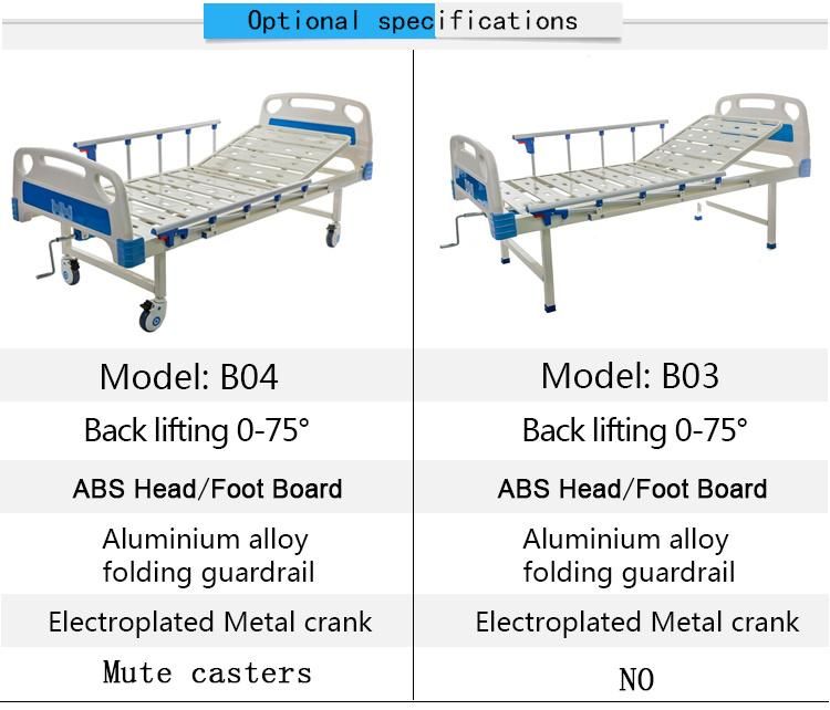 Hospital Equipment 1 Cranks Patient Used Manual Medical Bed