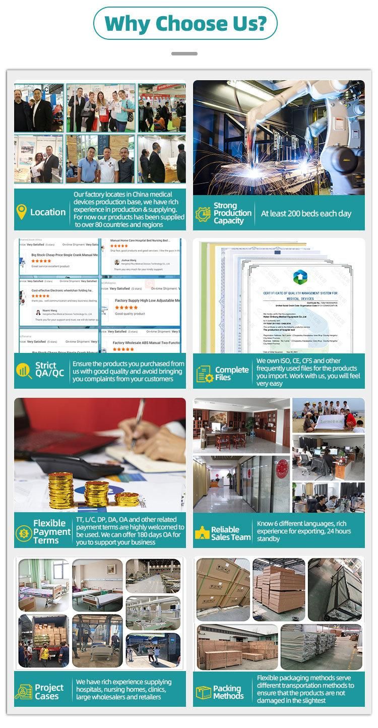 Hospital Bed Manufacturer Supply Two Cranks Manual Medical Bed with Mattress
