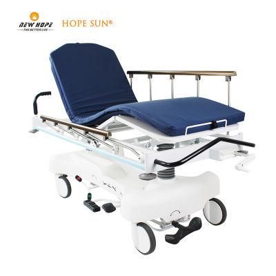 HS7122 China Hydraulic Patient Transfer Moving Trolley Stretcher with Mattress and IV Pole