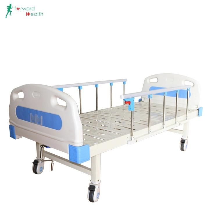 Manual ICU Nursing One Function Hospital Bed with Casters Medical Furniture Folding Manual Patient Single Crank Nursing Hospital Bed
