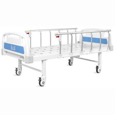 Portable Casters Single Function Foldable Metal Clinic Furniture Medical Nursing Patient Adjustable Manual Hospital Bed