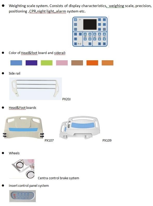 Senior Durable Medical Emergency Bed with Built-in Siderail Control Panel