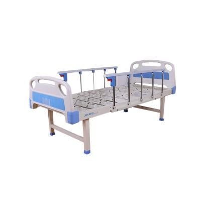 Medical/Patient/Nursing/Fowler/ICU Bed Manufacturer ABS Manual Hospital Flat Bed with Mattress and I. V Pole