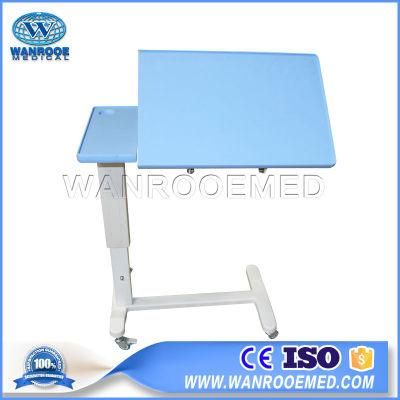 Bdt001g Stainless Steel Adjustable Hospital Mobile Overbed Table for Patient with Wheels