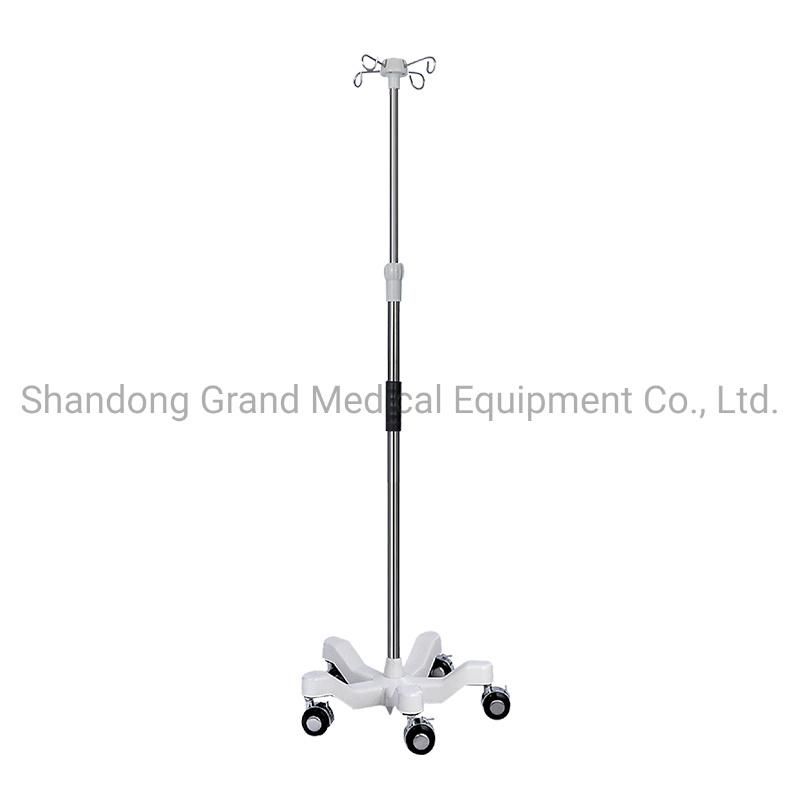 Height Adjustable Stainless Steel IV Pole Infusion Stand