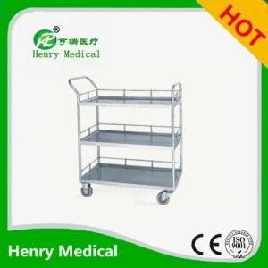 Stainless Steel Three-Floor Medical Trolley/ Hospital Crash Cart