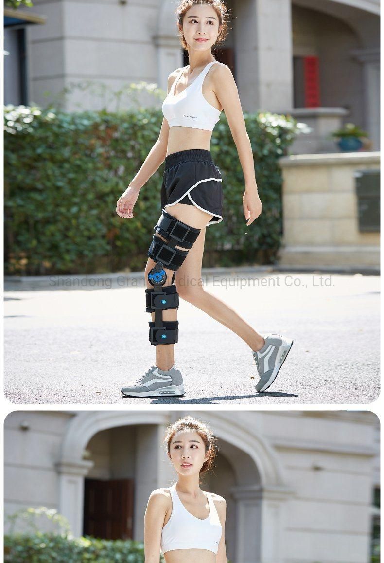 Hinged ROM Knee Brace Adjustable with Strap Medical Orthopedic Knee Support Stabilizer
