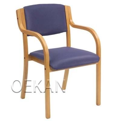 Simple Design Hospital Furniture Solid Wood Legs Office Chair Conference Visitor Chair