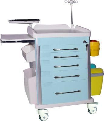 Easy Cleaning Hospital Furniture Medication Trolley with Swivel Casters