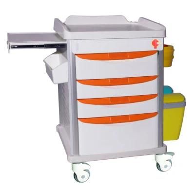 Mn-Ec010 Hot Design ABS Emergency Trolley Hospital Trolley Mobile Trolley with Garbage Can