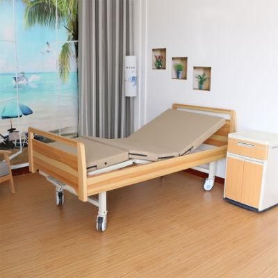 C15 Solid Wood Bed-Head Two-Crank Movable Two Functions Hospital Bed