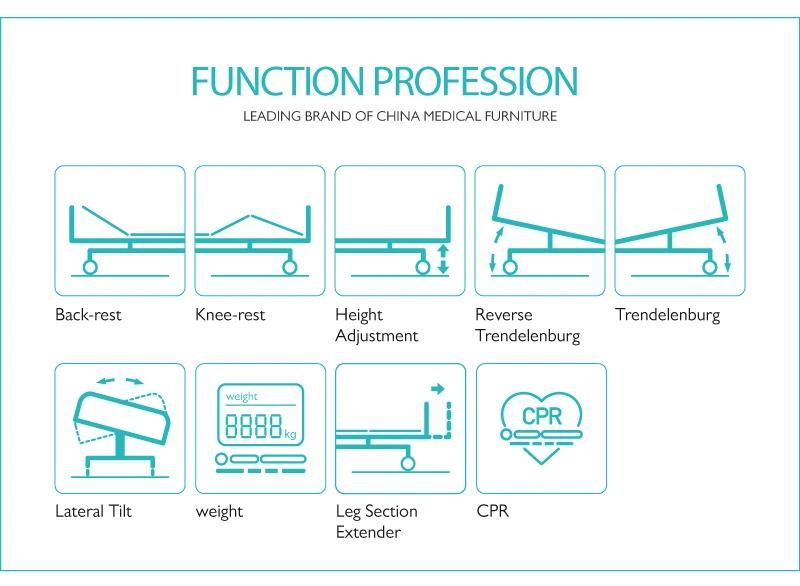 Sk002-9 Electric Five Functions Adjustable Rehabilitation Patient Hospital Care Bed