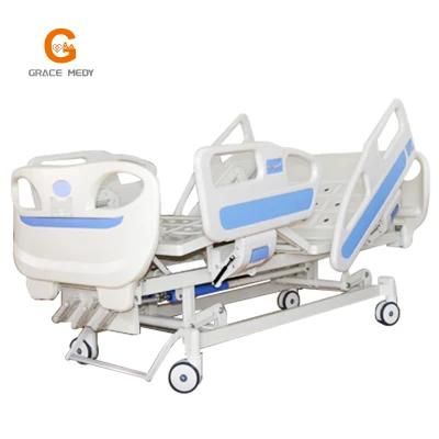 Stainless Steel Medical Equipment Electric/Manual 3 Functions ICU Hospital Bed with Silent Casters