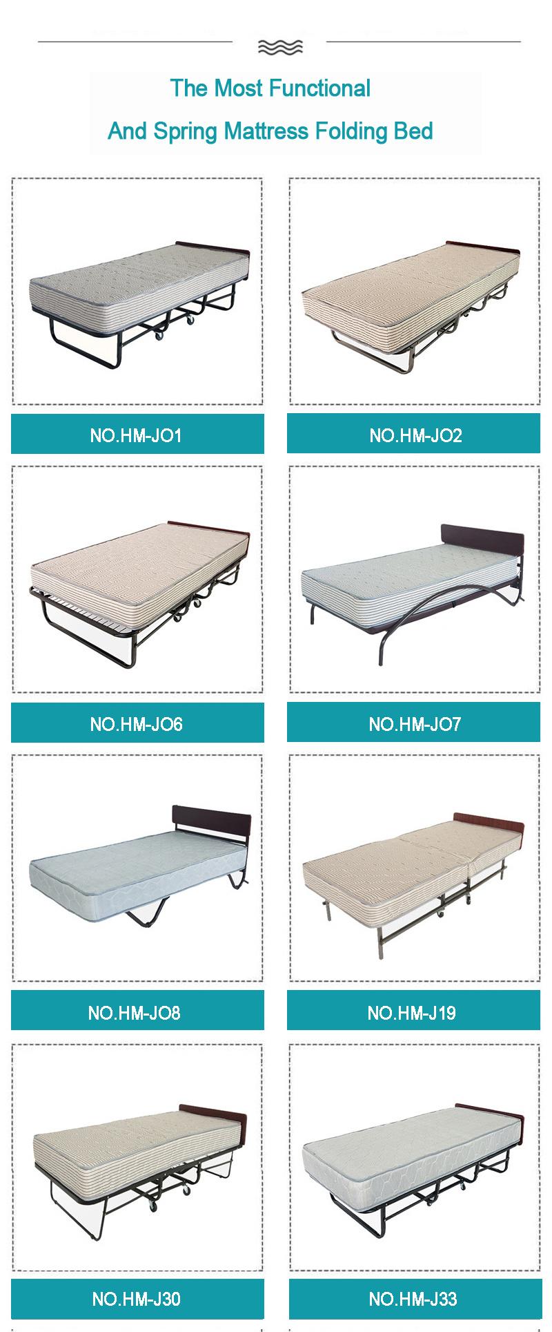 Hotel Folding Bed Spare Portable Foam Mattress on Wheels Single Bed