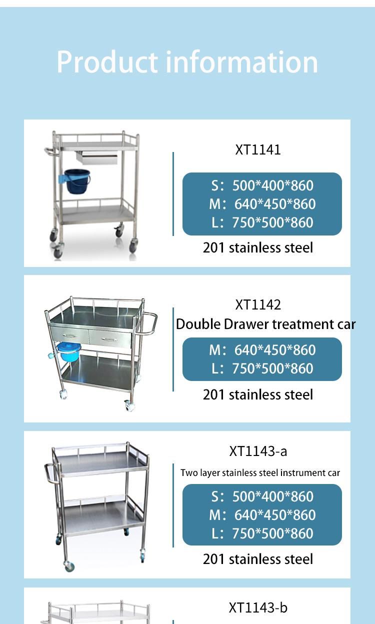 Cheap Price Hot Sale Stainless Steel Treatment Cart Xt1143-a