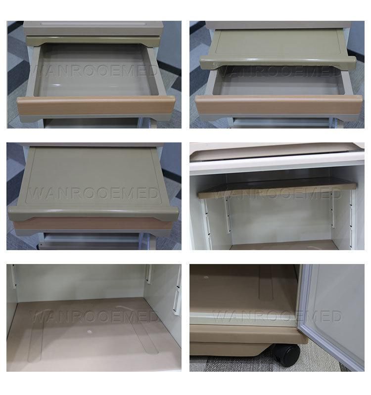 Bc009 ABS Steel Hospital Bedstand with Double-Deck Cupboard