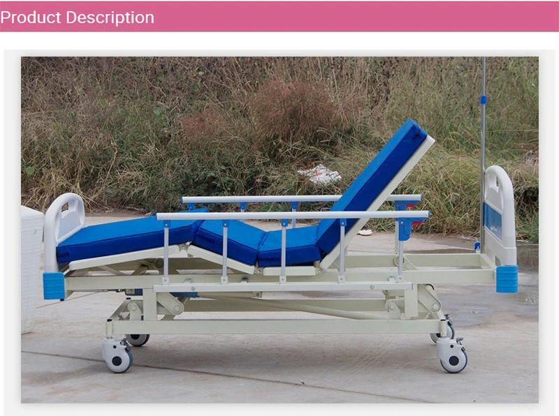 Cross-Border Wholesale 2022 New Hospital Bed, Back Lift, Leg Lift Function with Roller Home Hospital Bed Factory Direct Supply