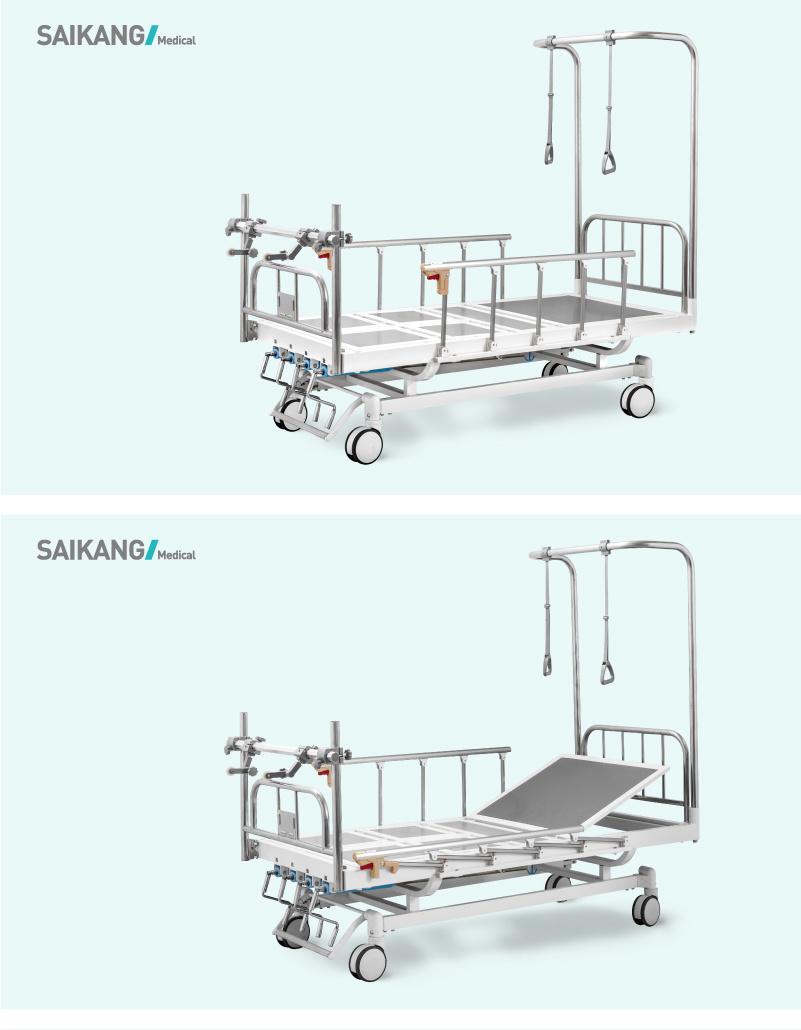 GS4K Coated Steel Frame Functional Hospital Manual Orthopedic Traction Bed