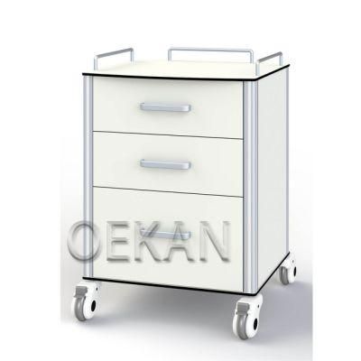 Hf-St42 Adjustable Medical Table Oekan Hospital Clinic Nursing Trolley Medical Emergency Instrument Trolley with 3 Drawers